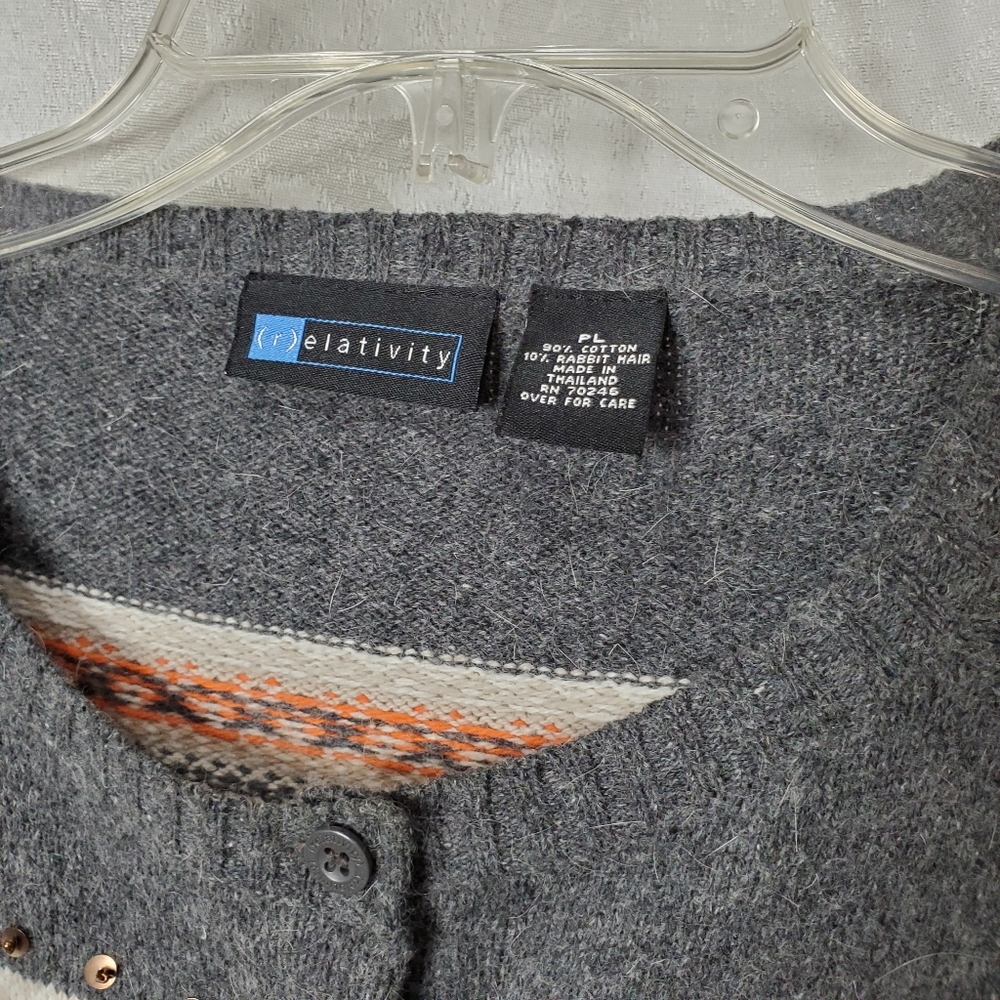 RELATIVITY Rabbit Hair Embellished Cardigan Sweater - Picture 3 of 5